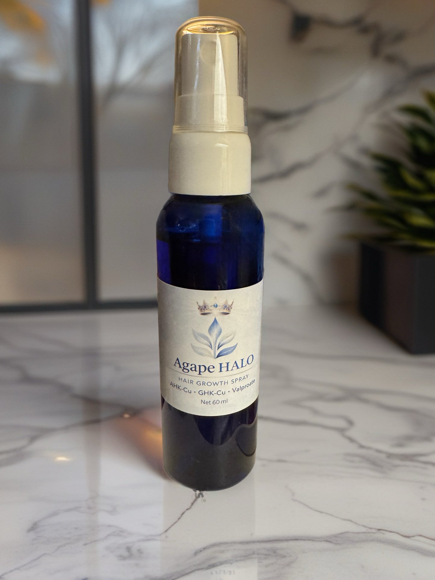 Halo hair/scalp stimulation Spray with AHK-cu, Ghk-cu +boosters featuring liposomal technology